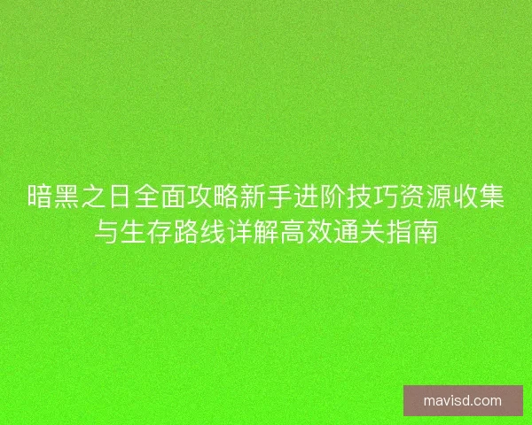 暗黑之日全面攻略新手进阶技巧资源收集与生存路线详解高效通关指南